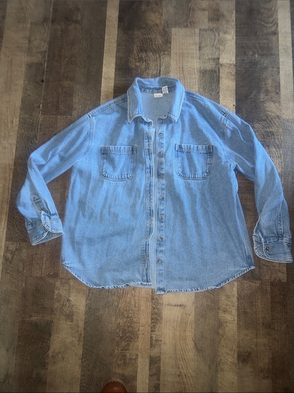 Luna Skies Light Wash Denim Button-Up Shirt Jacket Women's Size Large